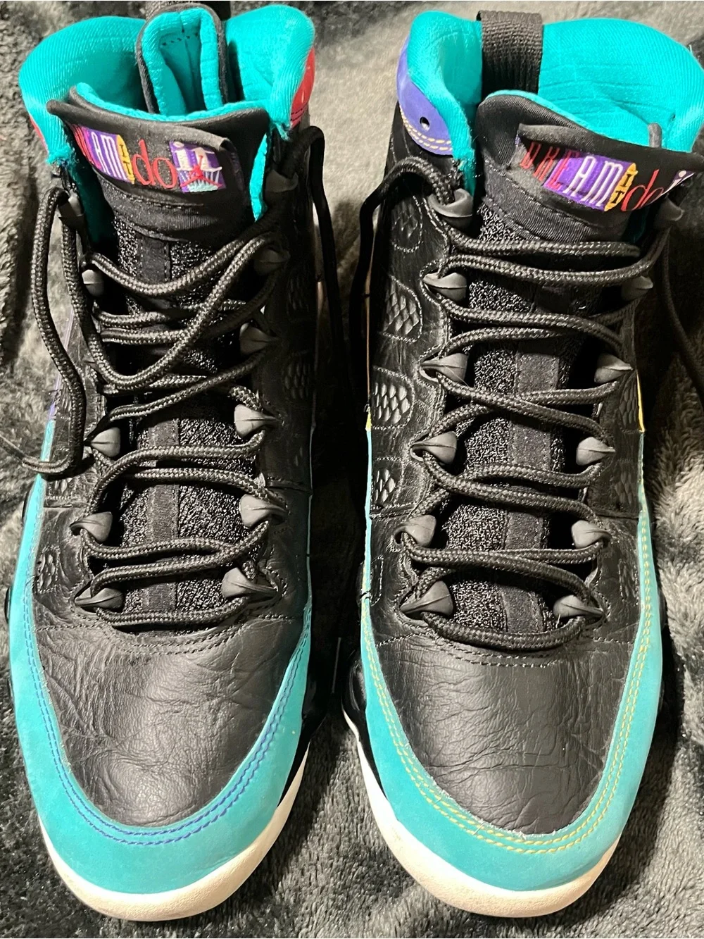 Jordan Teal Quilted Mid-Top Sneakers with Black Accents